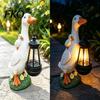 Resin Duck Statue with Flowers Garden Solar Lantern, Cute Mom And Baby Sculpture Outdoor Decor Lamp, Waterproof Light for Yard Lawn Patio