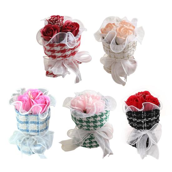 Мини-букет искусственных роз Ручная работа Декорация из искусственных цветов Романтический Подарок на День святого Валентина, День рождения для Мамы, Жены, Девушки