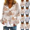 Women's Fashion Short Coat Casual Long Sleeve Printed Single Breasted Plush Top