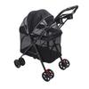 Pet Stroller One Click Folding Cat Stroller 4 Wheels Dog Wagon with Sun Shades and Cup Holder for Travel Black