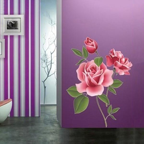 Сделай сам Домашнее украшение Фон для ТВ Съемная наклейка на стену с розовыми цветами KTY