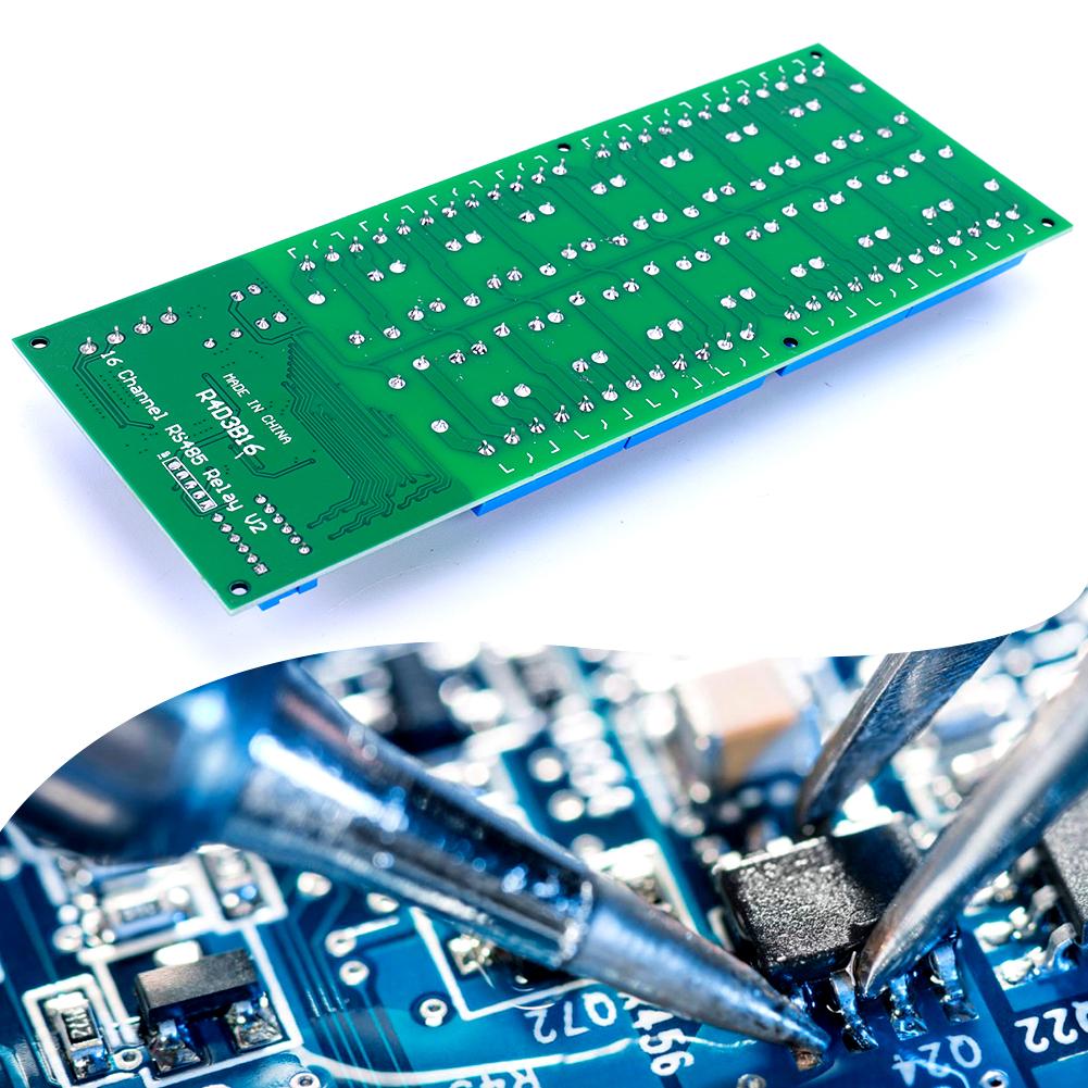 16-канальный модуль реле RS485 DC 12 В Modbus RTU ПЛК-контроллер Переключатель последовательного порта для ПЛК PTZ-камеры Мотора Светодиода