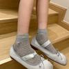 Female Summer Thin Model Lovely Bow Embroidery Hollow Out Mesh Socks