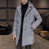 Autumn Winter Men's Mid-Length Parkas Thick Warm Hooded Jacket Men Solid Color Windproof Parka Outwear Plus Size