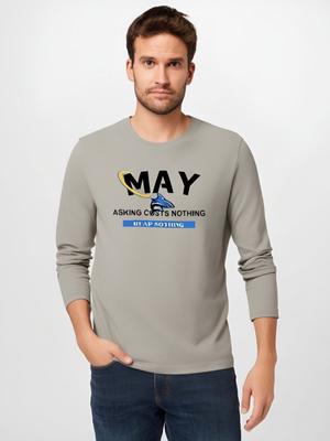 Мужская футболка с длинным рукавом и узором May Pattern из чистого хлопка, повседневные мужские свитера больших размеров