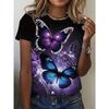 Charming Butterfly Print Womens T-Shirt - Lightweight & Breathable Short Sleeve Crew Neck Top Summer Fashionable Casual Wear