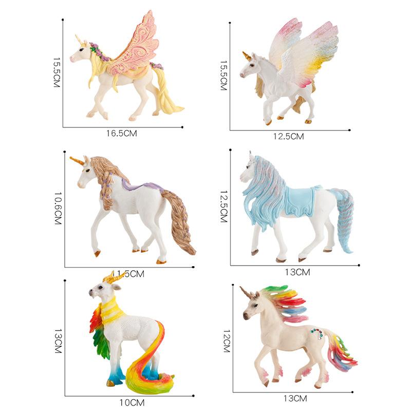 Animal Model Mythical Beast Toy Large Unicorn Rainbow Horse Pegasus Elf Sheep Ornament Doll