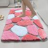 Plush Pebble-Shaped Bath Mat with Non-Slip Backing - Soft, Washable, Ultrafine Polyester Blend, 3D Multicolor Options for Bedroom & Living Room Decor