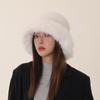 Imitation Fur Plush Bucket Hat Fluffy Hat Winter Cap Elegant Artificial Fur Hat  Female/Girls