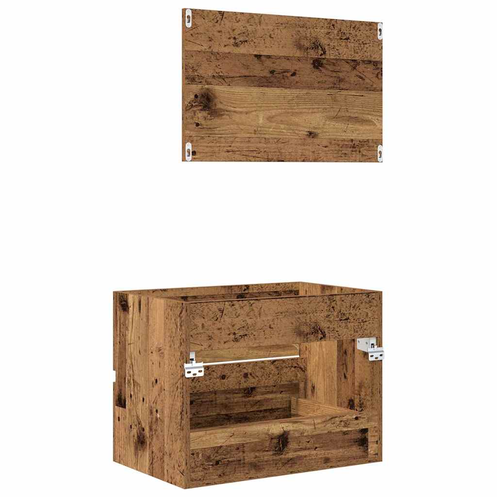 Bathroom Furniture Set 2 pcs Reclaimed Wood Particleboard and Metal