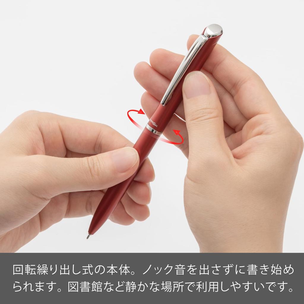 Pentel EnerGel Philography Ballpoint Gel Red BLN2005B Pen, Ink, 0.5mm, Barrel, (Black)