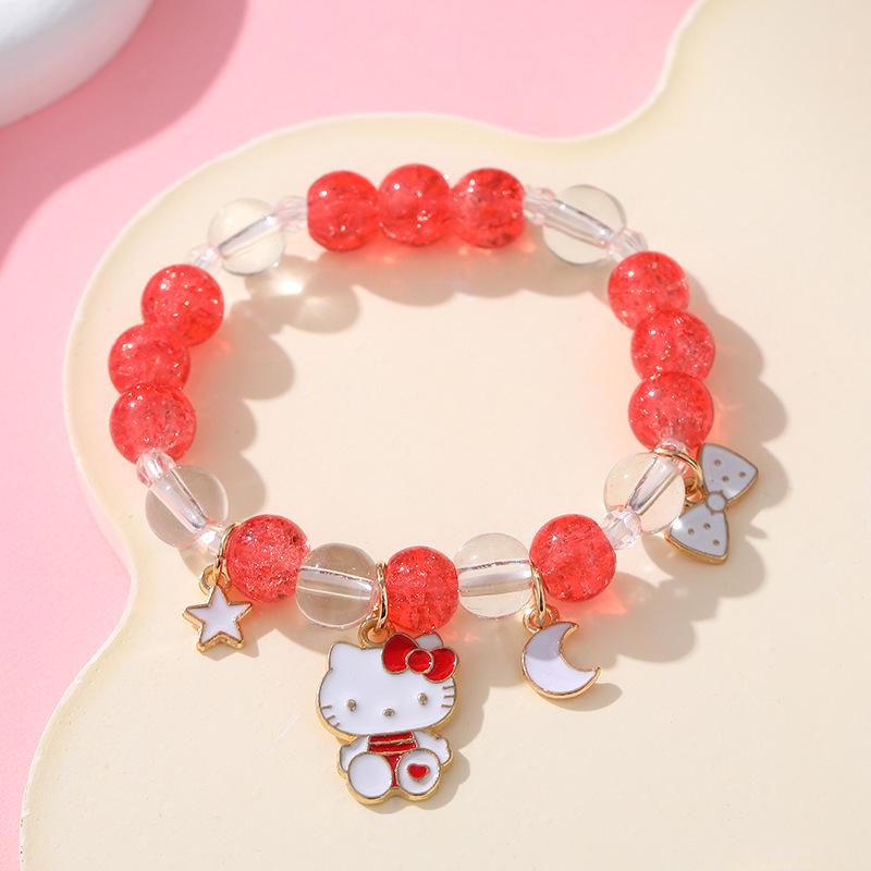 Браслет из хрустальных бусин Sanrio Cinnamoroll - Ручная работа, Мультяшный подарок для девушек-студенток, подруг и пар.
