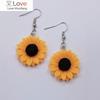 Модные женские серьги из смолы в виде подсолнуха, золотые серьги с цветами солнца, простые серьги в виде ромашек, подарки
