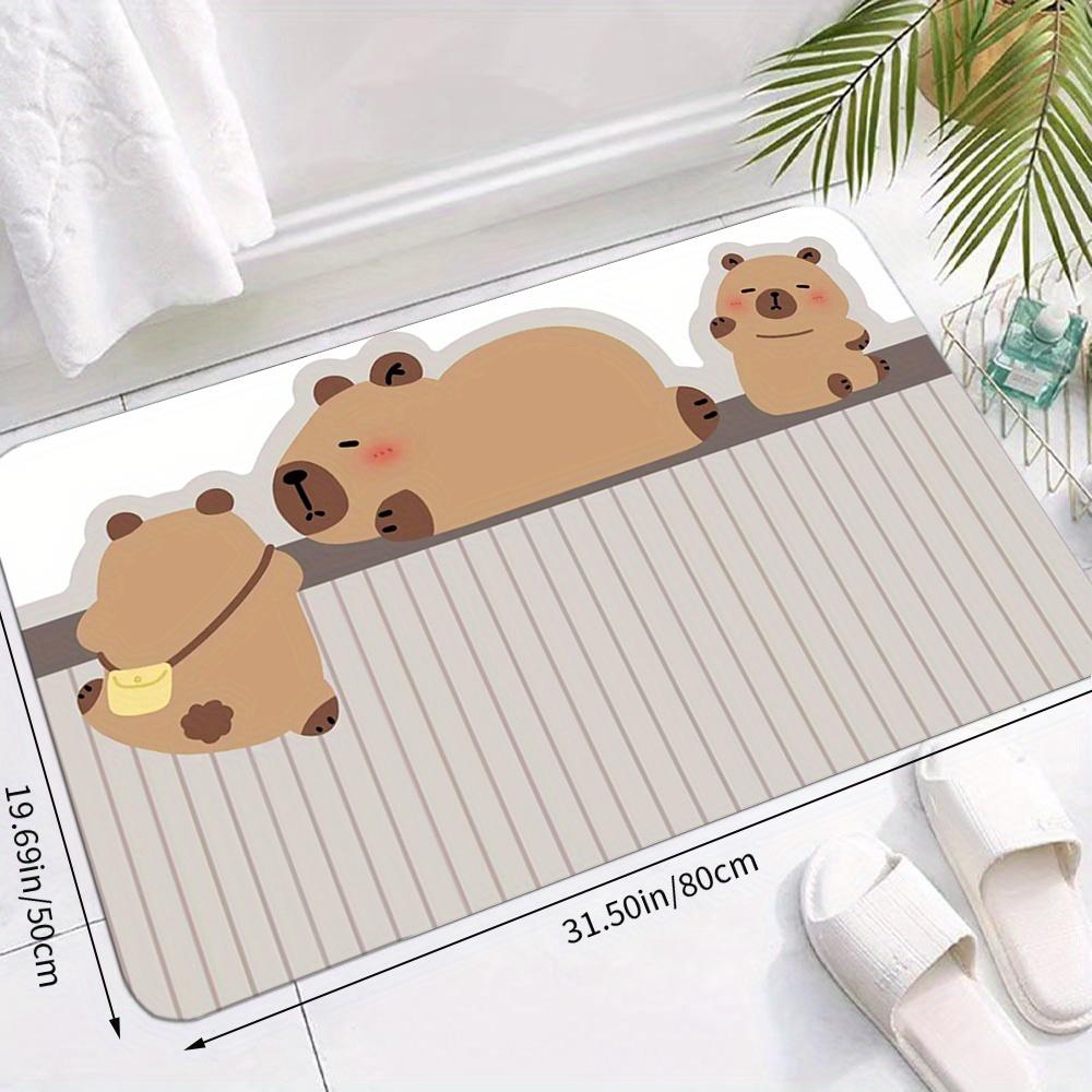 Cute Capybara Pattern Bathroom Mat – Non-Slip, Machine Washable Rug for Sink, Bathtub, Shower  Kitchen Floor | Home Decor