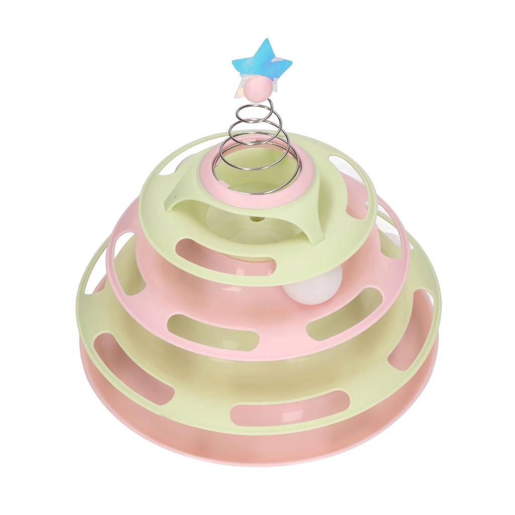 Cat Turntable Toy Relieve Boredom Interactive 4 Level Turntable Cat Toy Balls with Spring Star for