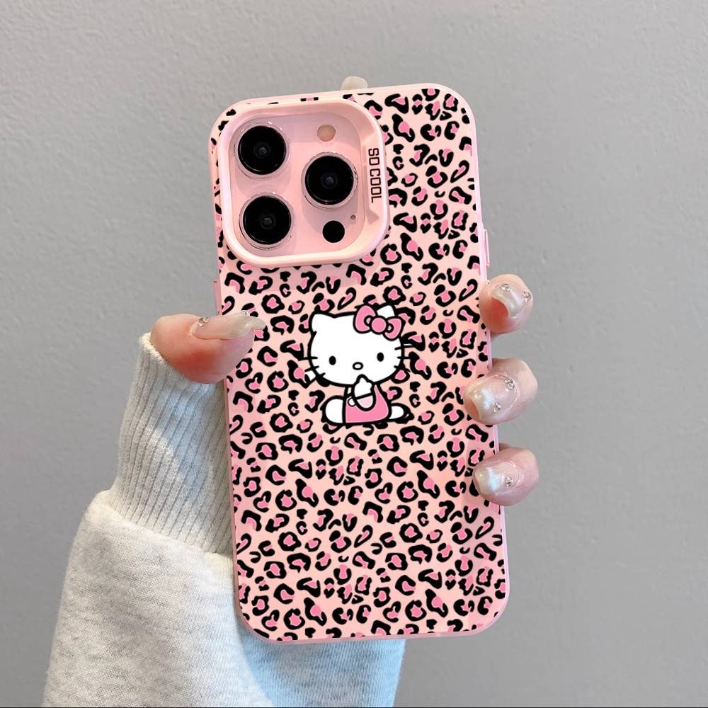 Чехол для телефона Hello Kitty с леопардовым принтом для iPhone 17 16 15 11 12 13 14 Pro Max 16 Plus 12 Mini 7 8 XR XS 15Pro MAX