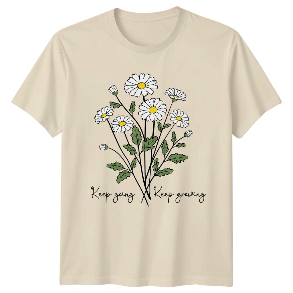 Keep Going Keep Growing TShirt Daisy Growth Floral Inspirational Birthday Gift