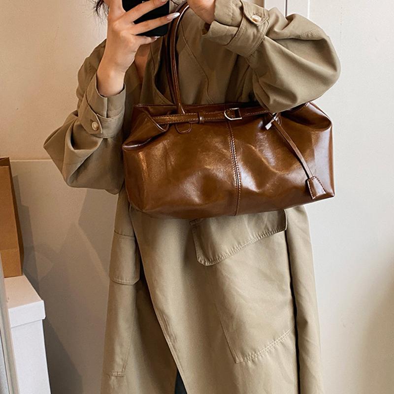 Масло ПУ Кожа Сумка-хобо Мешковатая Сумка через плечо Ретро Сумка с верхней ручкой Большая Рабочая Сумка для Женщин Девушек Сумка-тоут Работа Покупки Путешествия CLE