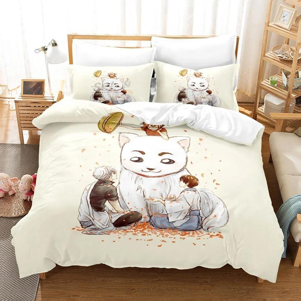 Модный комплект простыней с 3D-аниме Gintama, комплект постельного белья, односпальная кровать, двуспальная кровать размера «king-size», комплект постельного белья для взрослых и детей, комплект пододеяльников
