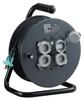 Hataya FF-15 Flat Reel, Outdoor (Rainproof), 100V, 15m Cord, 1.25mm Diameter, Standard Type, 4 Outlets, with Rainproof Caps, for Home, Factory, and