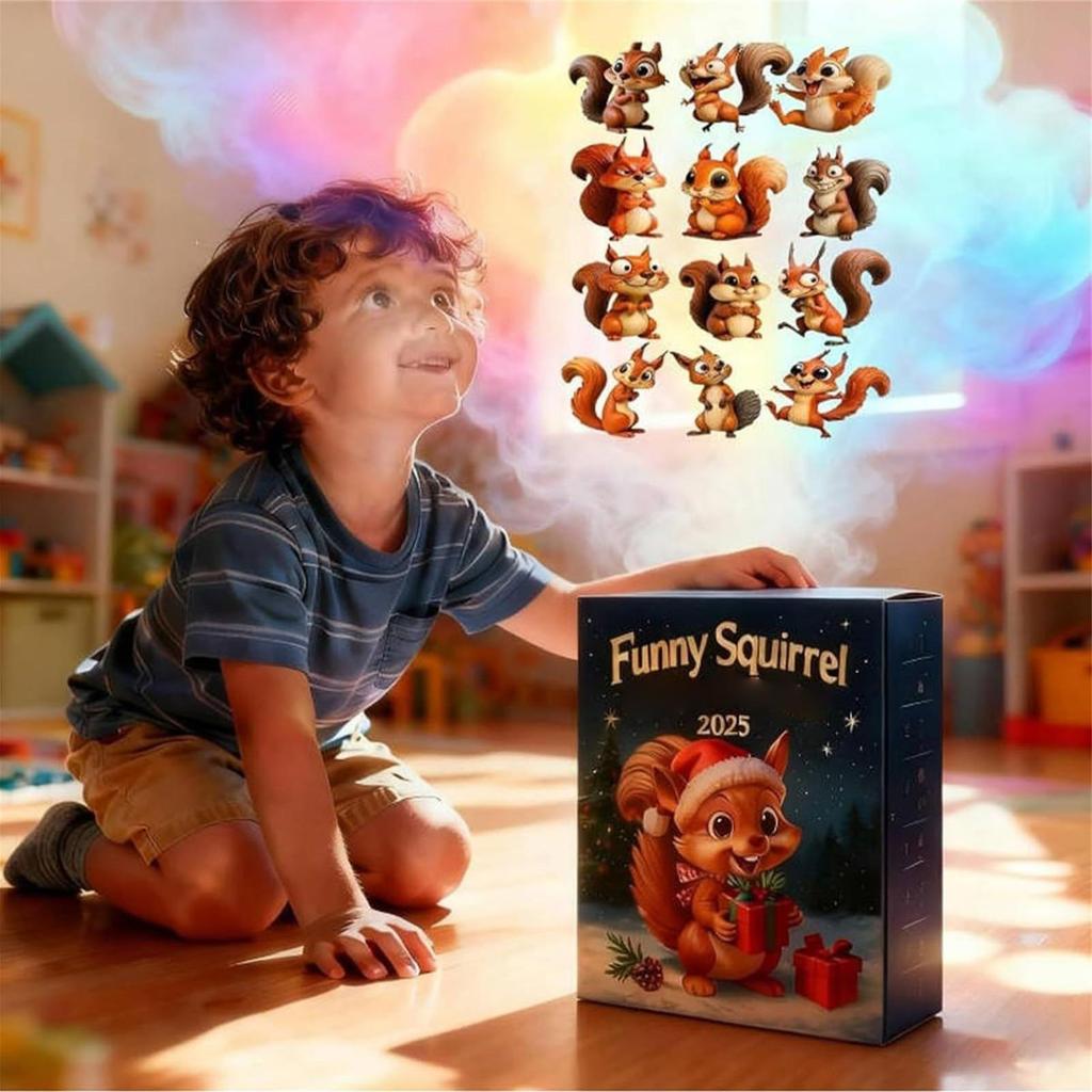 Рождественский Адвент-календарь 2025 на тему белок 2D акриловые украшения 24-дневный календарь обратного отсчета подвеска декор для рождественской елки подарок