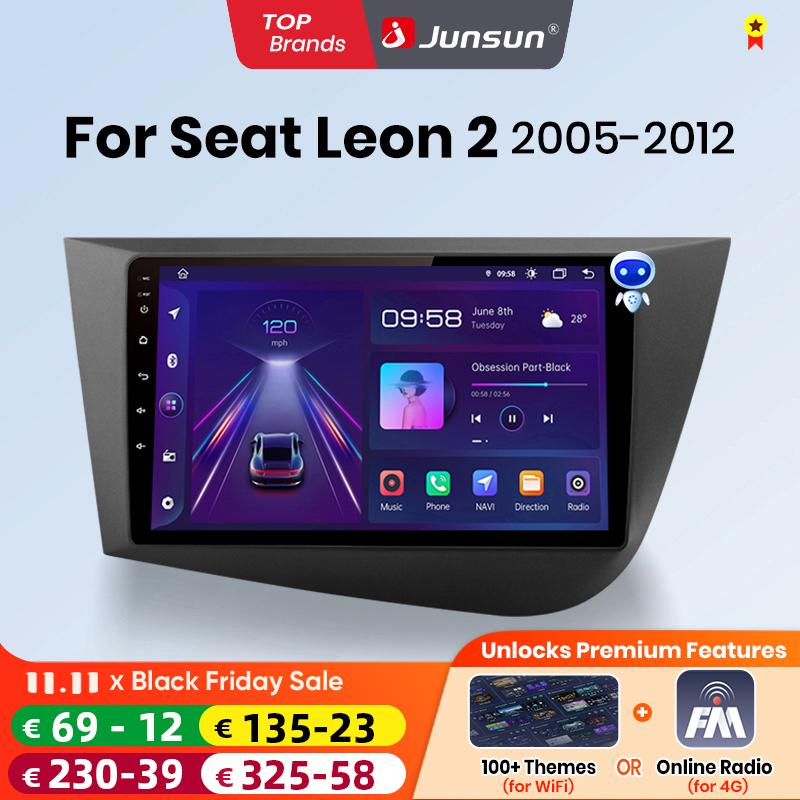 Car Radio Junsun Wireless CarPlay Android Auto Seat Leon MK2 2005 2006 2007 2008 -2012