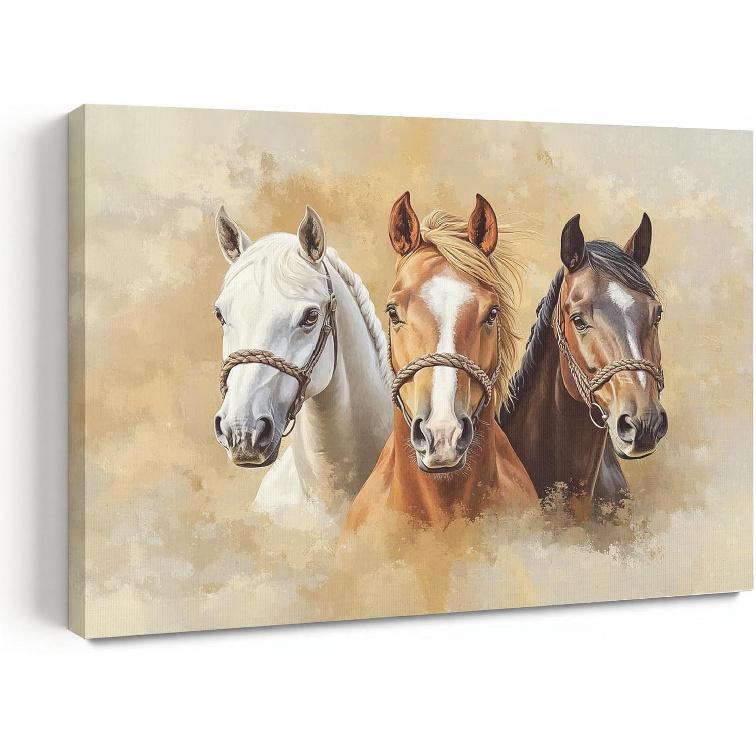 GTYNU Boho Aztec Western Cow Bull Skull Framed Canvas Wall Art Decor, Southwestern Wall Art Canvas Prints, Boho Bedroom Decor, Western Wall Decor for