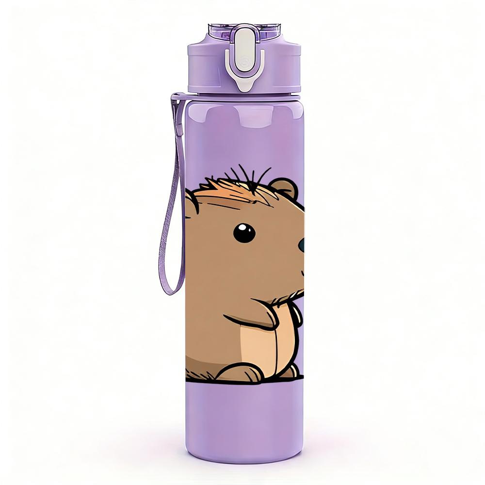 1PC Simple Standing Capybara Bust 750ml Color Plastic Water Bottle Leakproof Flip Straw Lid For Sports Office Home Use