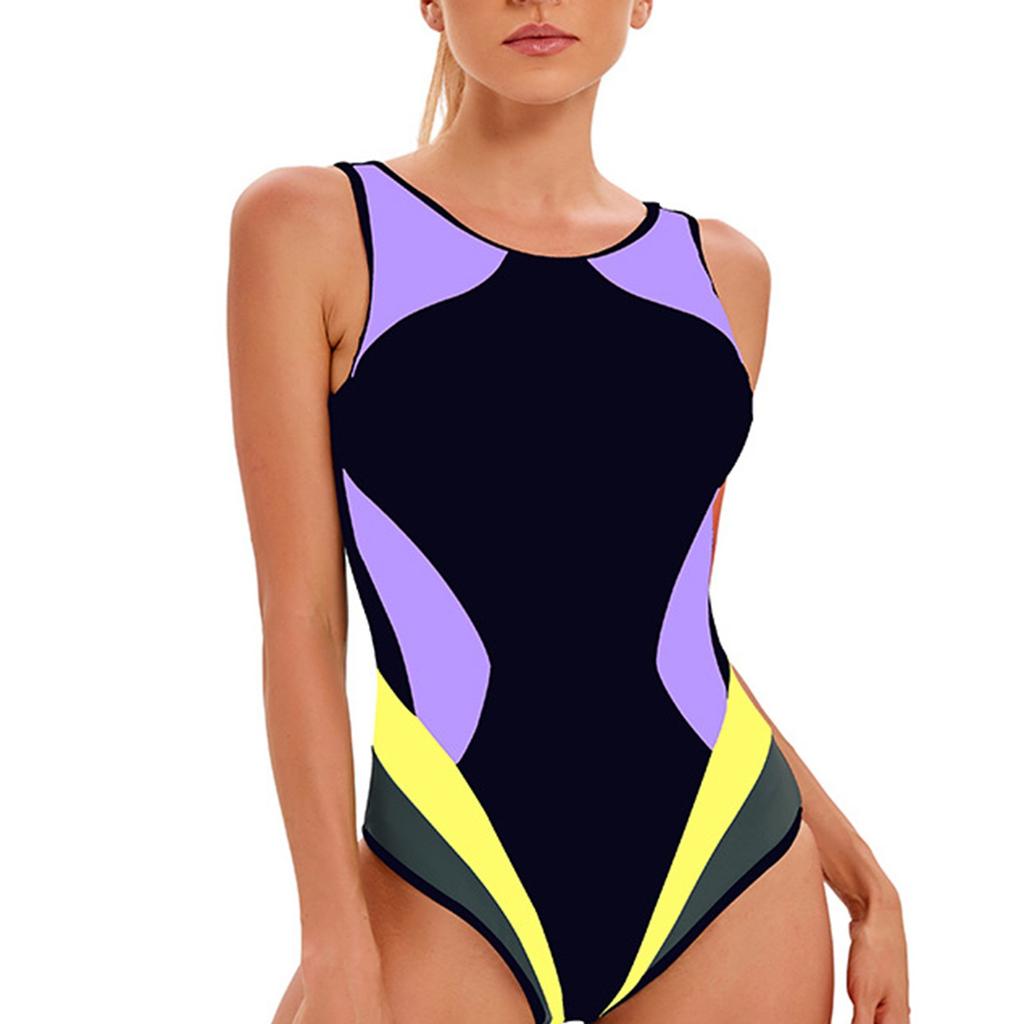 Женский консервативный цельный купальник без рукавов с открытой спиной, сочетающийся по цвету, с подкладкой для груди