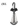 Aluminum Alloy Deck Pegs Spring-Loaded Fish Bone Tent Peg, Stake with Reusable Carabiner, Windproof Rope Buckle for Outdoor Camping Fixing