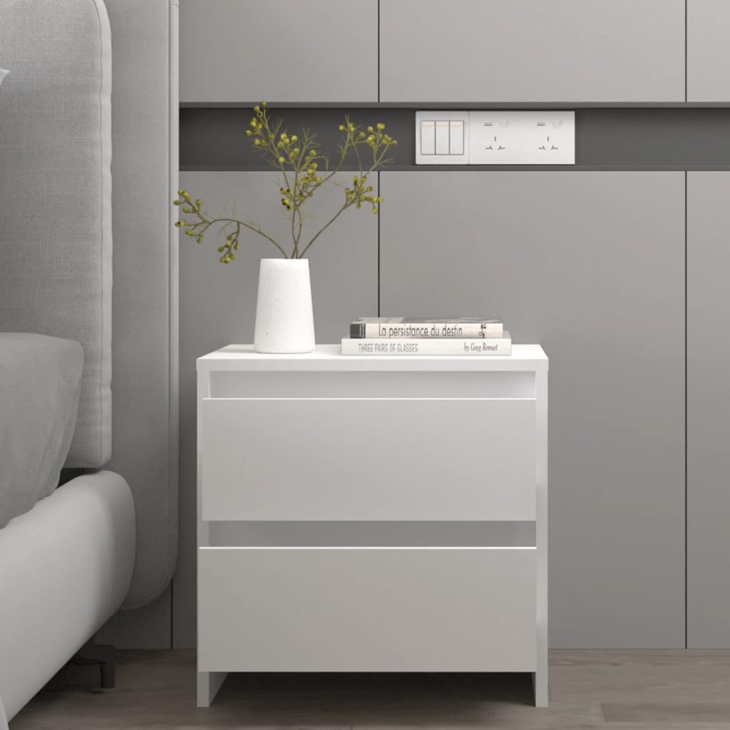 Nightstand White 45 x 34.5 x 44.5 cm Engineered Wood