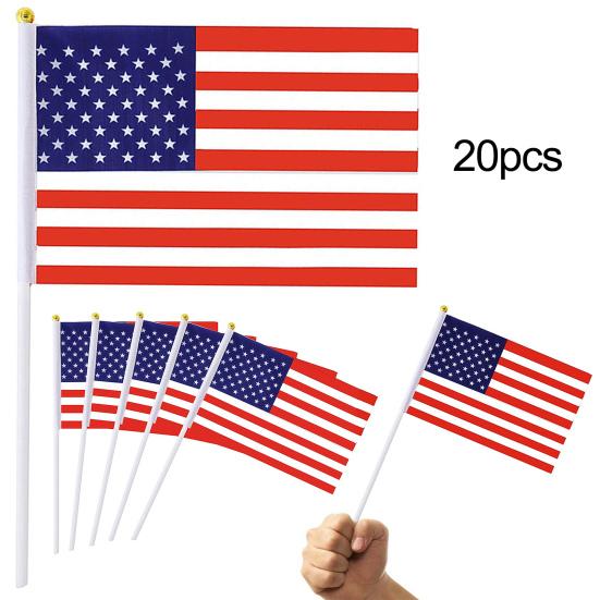 20 шт., США, США, мини-флаги, устойчивые к выцветанию, ручные маленькие миниатюрные американские флаги, аксессуары для вечеринок