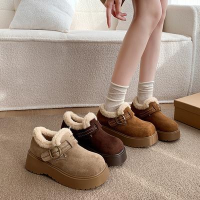 Женские зимние легкие теплые плюшевые сапоги на толстой подошве с меховой отделкой, нескользящие, износостойкие, повседневные спортивные хлопковые сапоги