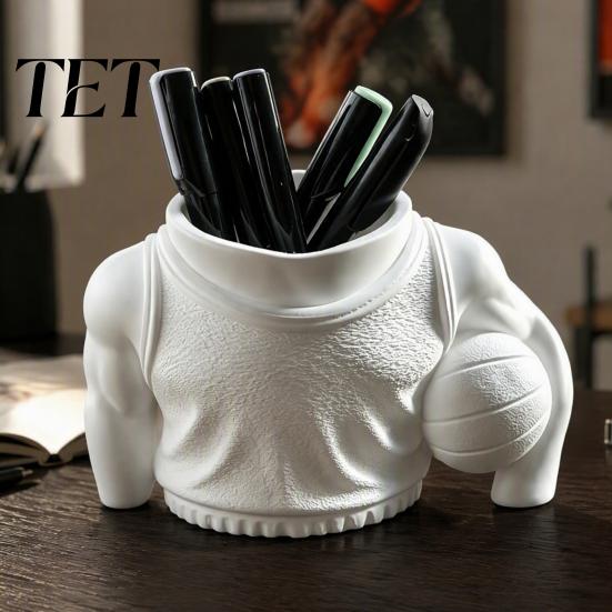Unique PLA 3D Printed Ornament Basketball Player Pen Holder, Sports Themed Desktop Organizer, Study Room Desk Accessories Funny Pencil Cup,