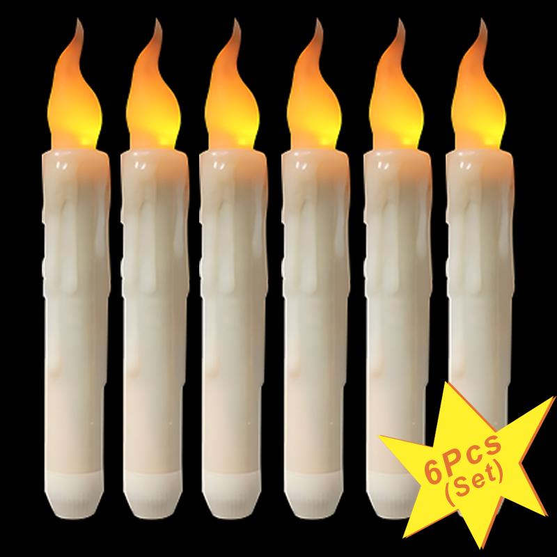 Halloween LED Taper Candle Flameless Candles with Magic Wand Flickering Warm Light Remote Control Christmas Party Decoration