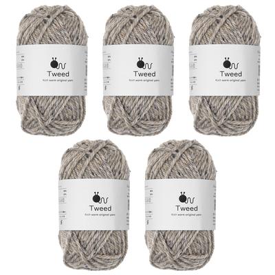 5 мотков сырой шерсти + 30 г пряжи, твид, толстая, (50m), 80% шерсть, 20% нейлон.