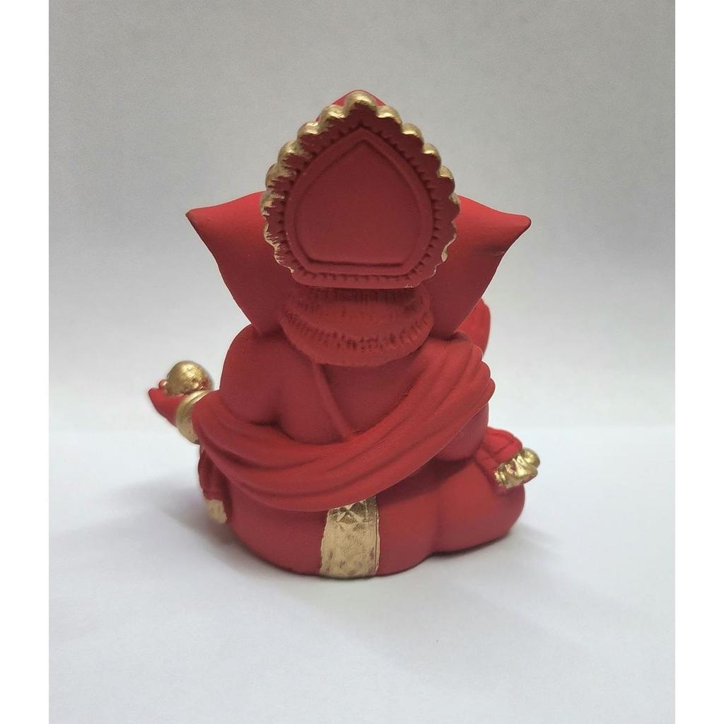 Terracotta Red Gaddi Ganesha for Car Dashboard Home Decor Gifting Diwali Birthday Festivals