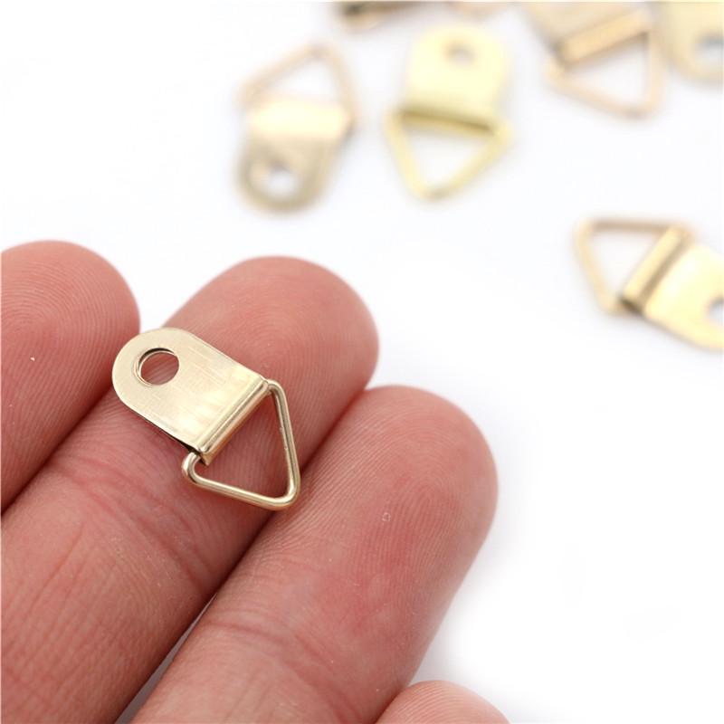 100Pcs Mini Golden Triangle D-Ring Picture Oil Painting Mirror Po Frame Hook Hanger 10X20Mm Furniture Accessories