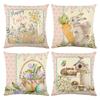 Easter Decor Pillowcases 45X45Cm Linen Pillow Cover Easter Decorations Easter Bunny Eggs Pillowcase Cushion Cover