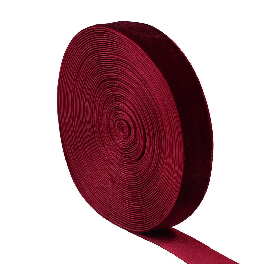 5-10yards/roll Velvet Ribbon Wine Red Color Single Face Flocking Ribbon For DIY Christmas Party Gift Bouquet Wrapping Decoration