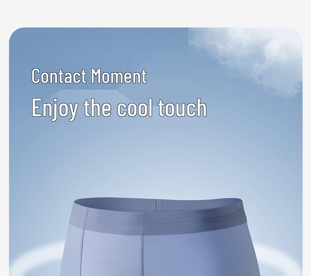 Men's Cool Ice Silk Mid-Waist Seamless Underwear - Breathable, High Elasticity, Antibacterial, Thin Design