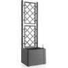 STEFANPLAST Flower Box NATURAL DELUXE - Square with Trellis - Stone Grey - 43x43xh142cm