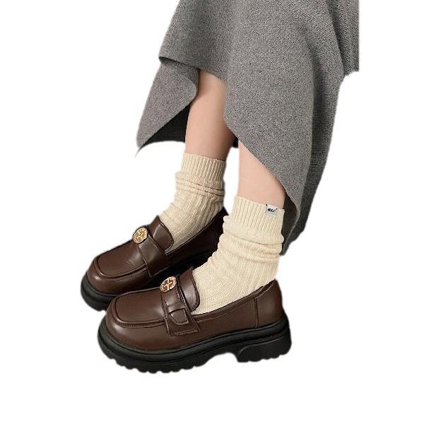 Женские лоферы на толстой подошве с одним ремешком, новинка осени и зимы 2025, ретро, маленькие кожаные туфли, британский стиль, толстый каблук, одинарные туфли, стиль «маленькая фея»