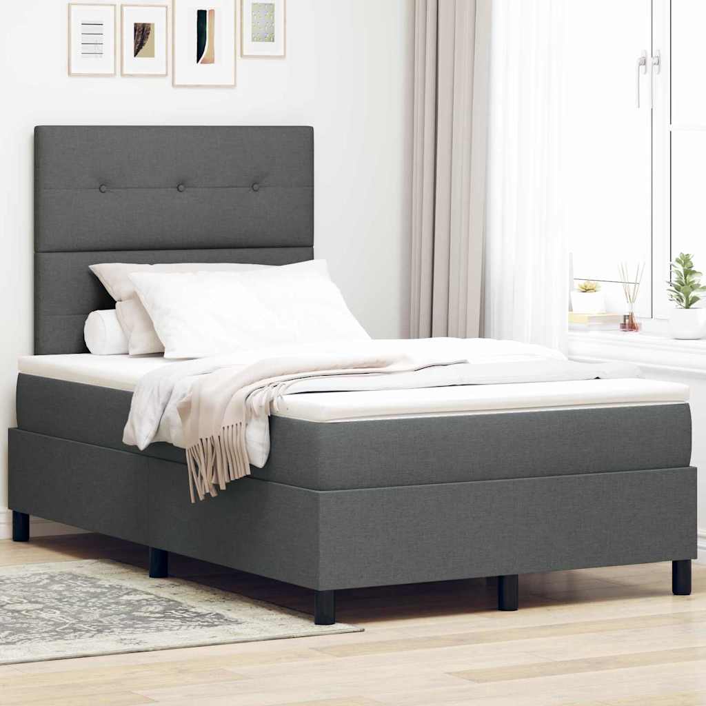 Box Spring Bed with Headboard Dark Gray 120 x 190 cm Fabric