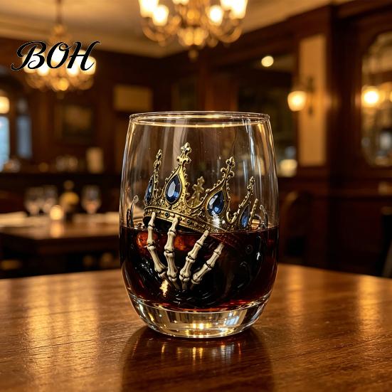 Decorative Glass for Housewarming Pirate Theme Stemless Wine Glass, 425ml Capacity, Marine Inspired Design Cocktail Glassware Borosilicate Cup,