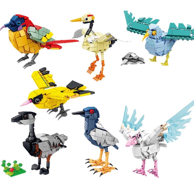 MOC Пазл Животные Строительные блоки Пчела Тигр Лев Жираф Лягушка Крокодилы Лиса Птица Дикий кабан Насекомые Мини DIY Кирпичный конструктор Игрушка Подарок F029