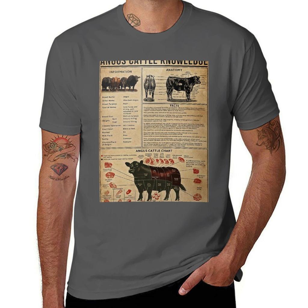 Angus Cattle Knowledge Poster TShirt Gym Exercise Short Sleeve TShirt