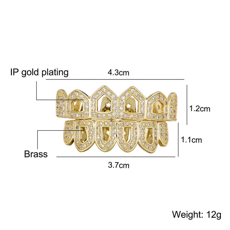 Real Hiphop Body Jewelry Iced Out Lab Diamond Top Teeth and Bottom Teeth Vampire Dental Grills Halloween Gold Teeth Grillz
