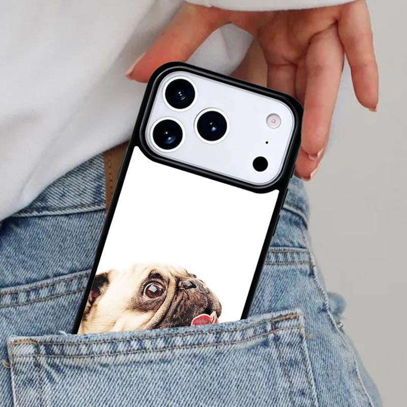 Забавный мультяшный чехол для телефона с мопсом для iPhone 17ProMax 12 13 14 15 16e 17 Pro Max Plus Air Cover