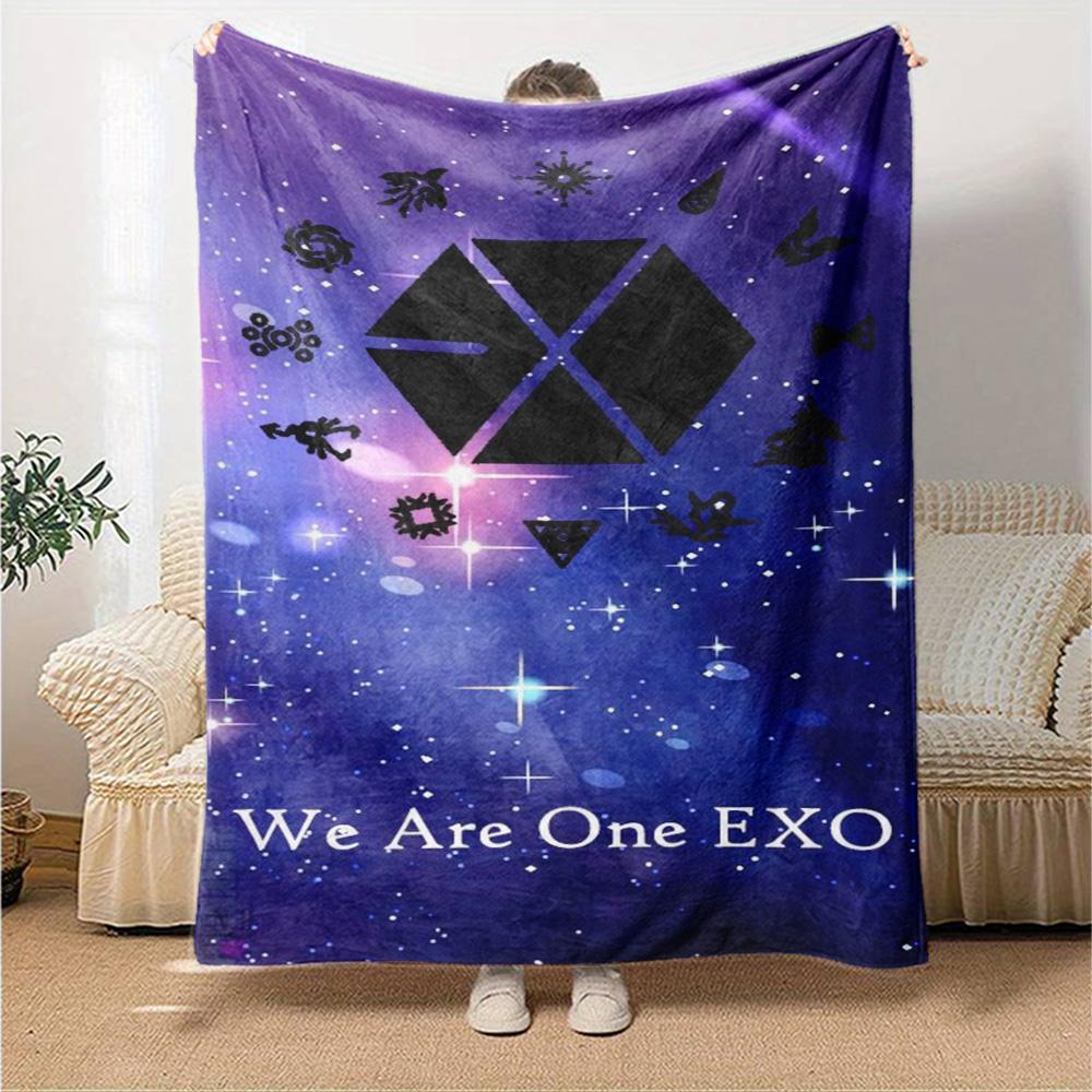 exo Print Flannel Blanket High Quality Warm Comfortable Cover for All Seasons Perfect for Gifts Home Decor